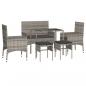 Preview: 6-tlg. Garten-Lounge-Set mit Kissen Grau Poly Rattan