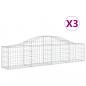 Preview: Gabionen mit Hochbogen 3 Stk. 200x30x40/60 cm Verzinktes Eisen