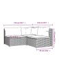 Preview: ARDEBO.de - 3-tlg. Garten-Lounge-Set mit Kissen Grau Poly Rattan