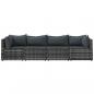 Preview: 4-tlg. Garten-Lounge-Set mit Kissen Grau Poly Rattan
