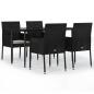 Preview: 5-tlg. Garten-Essgruppe mit Kissen Schwarz Poly Rattan