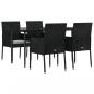 Preview: 5-tlg. Garten-Essgruppe mit Kissen Schwarz Poly Rattan