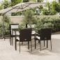 Preview: ARDEBO.de - 5-tlg. Garten-Essgruppe mit Kissen Schwarz Poly Rattan