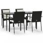 Preview: 5-tlg. Garten-Essgruppe mit Kissen Schwarz Poly Rattan
