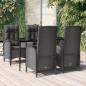 Preview: ARDEBO.de - 5-tlg. Garten-Essgruppe mit Kissen Schwarz Poly Rattan