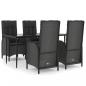 Preview: 5-tlg. Garten-Essgruppe mit Kissen Schwarz Poly Rattan