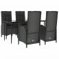 Preview: 5-tlg. Garten-Essgruppe mit Kissen Schwarz Poly Rattan