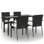 Preview: 5-tlg. Garten-Essgruppe mit Kissen Schwarz Poly Rattan