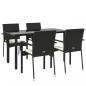 Preview: 5-tlg. Garten-Essgruppe mit Kissen Schwarz Poly Rattan