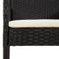 Preview: ARDEBO.de - 3-tlg. Garten-Essgruppe mit Kissen Schwarz Poly Rattan