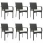 Preview: 7-tlg. Garten-Essgruppe mit Kissen Schwarz Poly Rattan