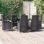 Preview: ARDEBO.de - 7-tlg. Garten-Essgruppe mit Kissen Schwarz Poly Rattan