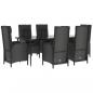 Preview: 7-tlg. Garten-Essgruppe mit Kissen Schwarz Poly Rattan