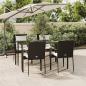 Preview: ARDEBO.de - 5-tlg. Garten-Essgruppe mit Kissen Schwarz Poly Rattan