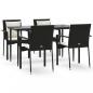Preview: 5-tlg. Garten-Essgruppe mit Kissen Schwarz Poly Rattan