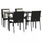 Preview: 5-tlg. Garten-Essgruppe mit Kissen Schwarz Poly Rattan