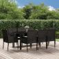 Preview: ARDEBO.de - 9-tlg. Garten-Essgruppe mit Kissen Schwarz Poly Rattan