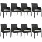 Preview: 9-tlg. Garten-Essgruppe mit Kissen Schwarz Poly Rattan