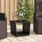 Preview: ARDEBO.de - Beistelltisch mit Glasplatte Schwarz Poly Rattan & Hartglas