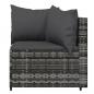 Preview: 3-tlg. Garten-Lounge-Set mit Kissen Grau Poly Rattan
