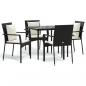 Preview: 5-tlg. Garten-Essgruppe mit Kissen Schwarz Poly Rattan