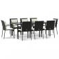Preview: 9-tlg. Garten-Essgruppe mit Kissen Schwarz Poly Rattan