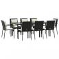 Preview: 9-tlg. Garten-Essgruppe mit Kissen Schwarz Poly Rattan