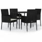 Preview: 5-tlg. Garten-Essgruppe mit Kissen Schwarz Poly Rattan