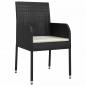 Preview: 5-tlg. Garten-Essgruppe mit Kissen Schwarz Poly Rattan
