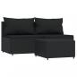 Preview: 3-tlg. Garten-Lounge-Set mit Kissen Schwarz Poly Rattan