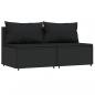 Preview: 3-tlg. Garten-Lounge-Set mit Kissen Schwarz Poly Rattan
