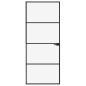 Preview: Innentür Schwarz 83x201,5 cm Hartglas & Aluminium Schlank
