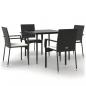 Preview: 5-tlg. Garten-Essgruppe mit Kissen Schwarz Poly Rattan
