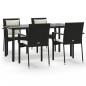 Preview: 5-tlg. Garten-Essgruppe mit Kissen Schwarz Poly Rattan