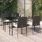 Preview: ARDEBO.de - 5-tlg. Garten-Essgruppe mit Kissen Schwarz Poly Rattan