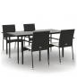 Preview: 5-tlg. Garten-Essgruppe mit Kissen Schwarz Poly Rattan