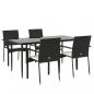 Preview: 5-tlg. Garten-Essgruppe mit Kissen Schwarz Poly Rattan