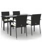Preview: 5-tlg. Garten-Essgruppe mit Kissen Schwarz Poly Rattan
