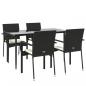 Preview: 5-tlg. Garten-Essgruppe mit Kissen Schwarz Poly Rattan