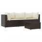 Preview: 4-tlg. Garten-Lounge-Set mit Kissen Braun Poly Rattan
