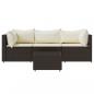 Preview: 4-tlg. Garten-Lounge-Set mit Kissen Braun Poly Rattan