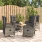 Preview: ARDEBO.de - 5-tlg. Garten-Essgruppe mit Kissen Grau Poly Rattan