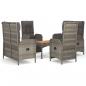 Preview: 5-tlg. Garten-Essgruppe mit Kissen Grau Poly Rattan