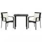 Preview: 3-tlg. Garten-Essgruppe mit Kissen Schwarz Poly Rattan