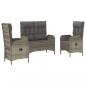 Preview: 3-tlg. Garten-Essgruppe mit Kissen Grau Poly Rattan