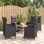 Preview: ARDEBO.de - 5-tlg. Garten-Essgruppe mit Kissen Schwarz Poly Rattan