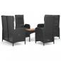 Preview: 5-tlg. Garten-Essgruppe mit Kissen Schwarz Poly Rattan