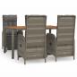 Preview: 5-tlg. Garten-Essgruppe mit Kissen Grau Poly Rattan