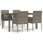 Preview: 5-tlg. Garten-Essgruppe mit Kissen Grau Poly Rattan