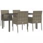 Preview: 5-tlg. Garten-Essgruppe mit Kissen Grau Poly Rattan